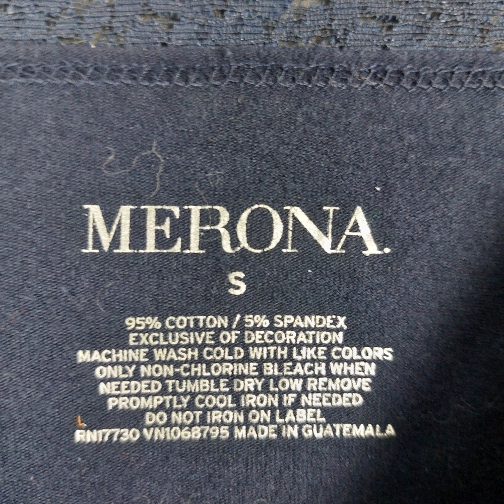 MERONA WOMENS Y2K NAVY BLUE PREPPY DARK FEMININE DAINTY LACE TRIM CAMI SIZE S - Picture 4 of 5